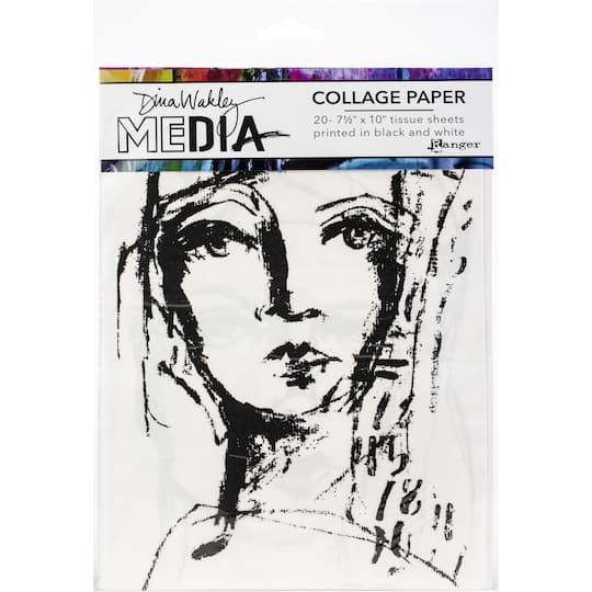 Dina Wakley Faces Media Collage Tissue Paper, 20 Sheets